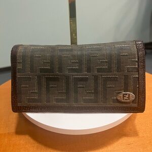 Fendi Brown Zucca Continental Wallet with FF Monogram